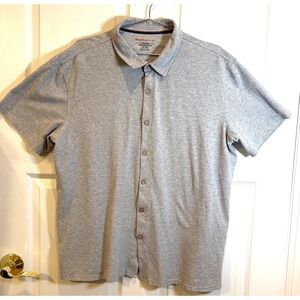 Weatherproof Vintage Mens Button-Up Polo Shirt XL Gray Cotton Blend Short Sleeve